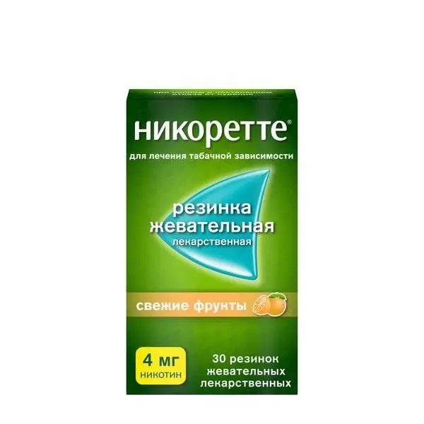 Никоретте Свежие фрукты 4мг №30 жев.рез. ^ Никоретте Свежие фрукты 4мг №30 жев.рез. ^
