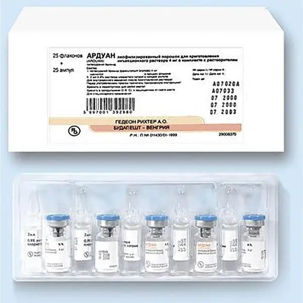 Ардуан лиоф. д/ин.4мг 10мг (+2мл амп. р-ль) №25 ^