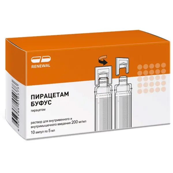 Пирацетам Буфус р-р д/ин. полим. 200мг/мл 5мл №10 ^ (Renewal).