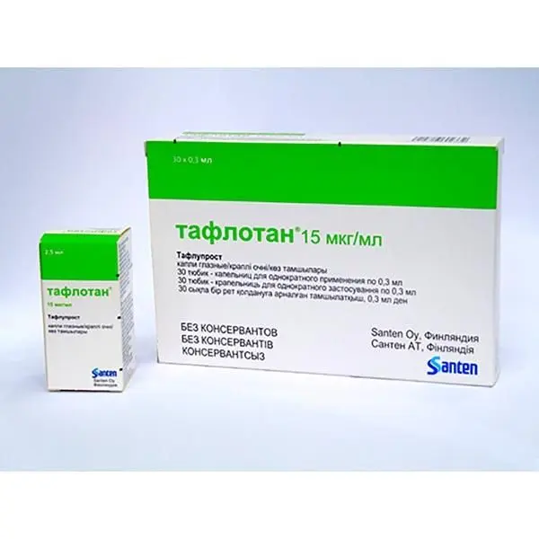 Тафлотан 0,0015% 0,3мл №30 гл капли тюб/кап ^ Тафлотан 0,0015% 0,3мл №30 гл капли тюб/кап ^
