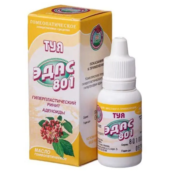 Эдас- 801 туя масло гомеопат 15 мл ^