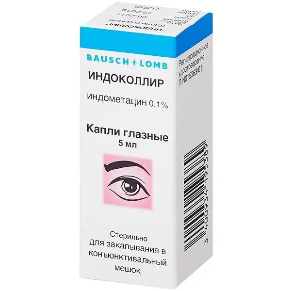 Индоколлир гл. капли 0,1% фл.-кап. 5мл №1. ^