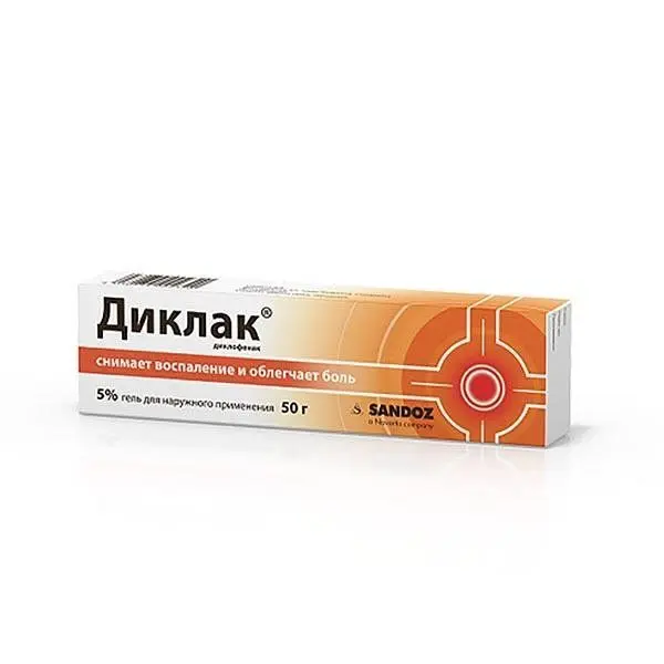 Диклак 5 % 50 г гель ^ Диклак 5 % 50 г гель ^