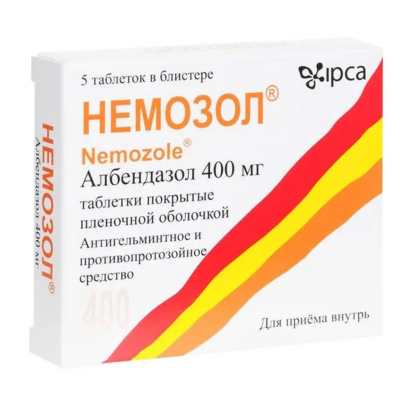Немозол 400мг №5 таб п/о ^ Немозол 400мг №5 таб п/о ^