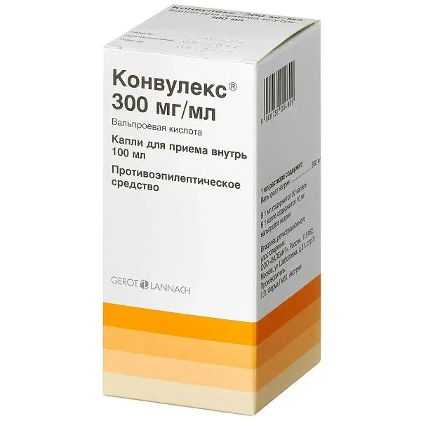 Конвулекс капли 300мг/мл 100мл. ^