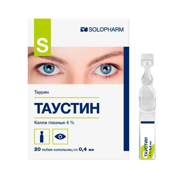 Таустин- СОЛОфарм 4% 10мл  капли гл ^