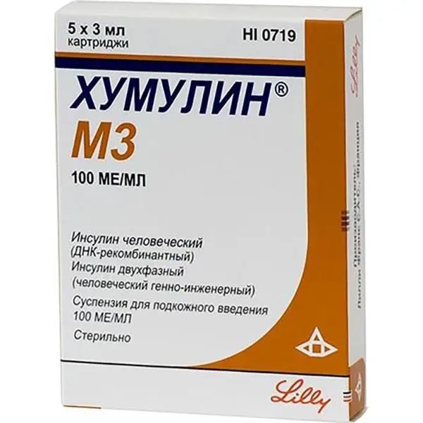 Хумулин М3 100ед/мл З мл №5 картр ^ Хумулин М3 100ед/мл З мл №5 картр ^