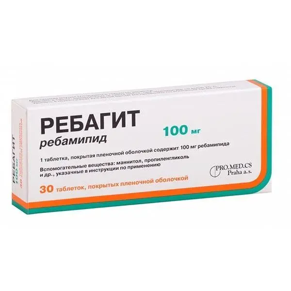 Ребагит 100мг №30 таб. п/пл/о ^ Ребагит 100мг №30 таб. п/пл/о ^