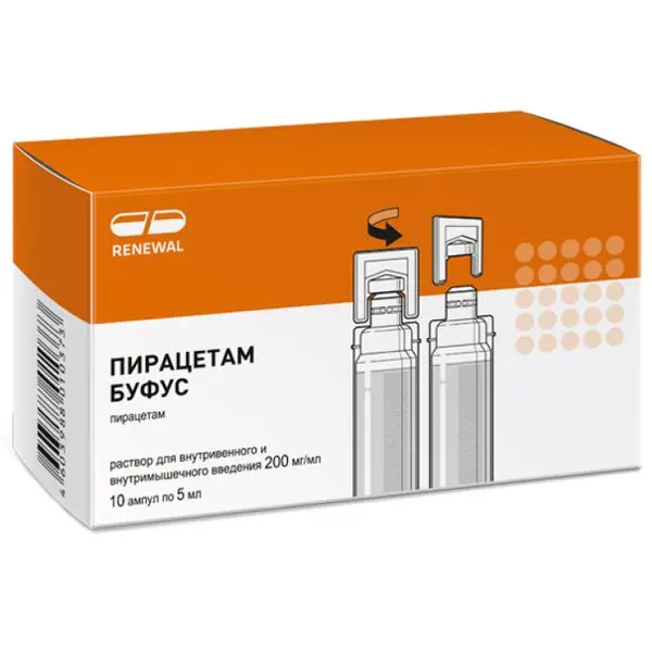 Пирацетам Буфус р-р д/ин. полим. 200мг/мл 5мл №10 ^ (Renewal).