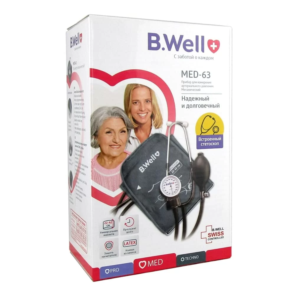 Тонометр B.Well MED-63 ( механ. комфорт,со встроенным стетот)