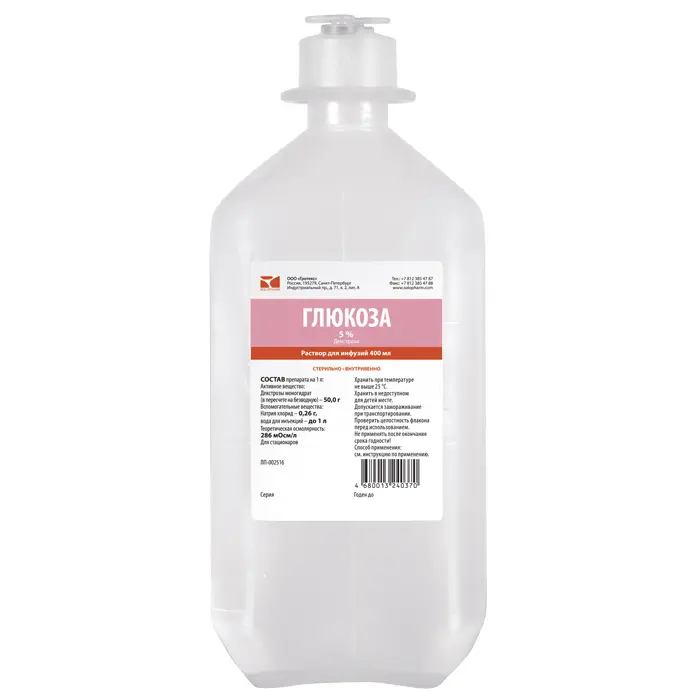 Глюкоза-Солофарм 5%-400мл фл ^
