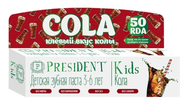 президент зубная паста д/дет kids 3-6 лет кола 50мл .. президент зубная паста д/дет kids 3-6 лет кола 50мл ..